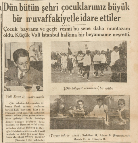 Makam koltuğuna oturan çocukların icraatlarıyla ilgili haberlere geniş yer ayıran gazetelere eğlence çıkmıştı