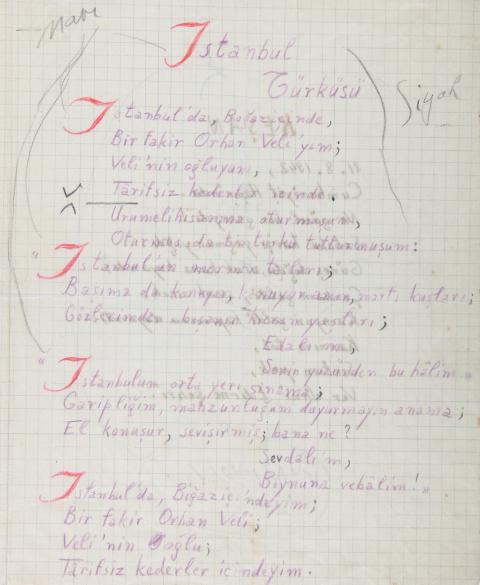ORHAN VELİ’NİN EL YAZISIYLA “ISTANBUL TÜRKÜSÜ”