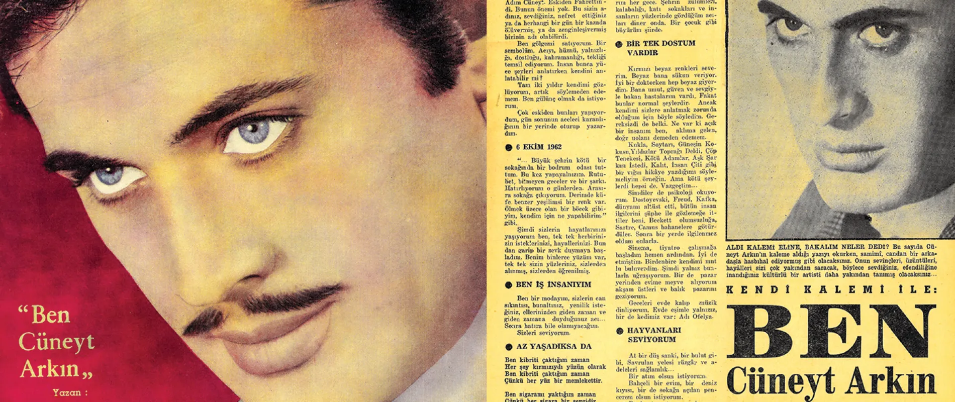 KAPAK OLDUĞU PERDE DERGİSİ İÇİN “BEN CÜNEYT ARKIN” BAŞLIĞI ALTINDA BİR MAKALE KALEME ALIR (4 EKİM 1965)