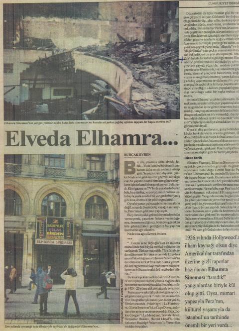 1923'te açılan Elhamra 1999'da yandı