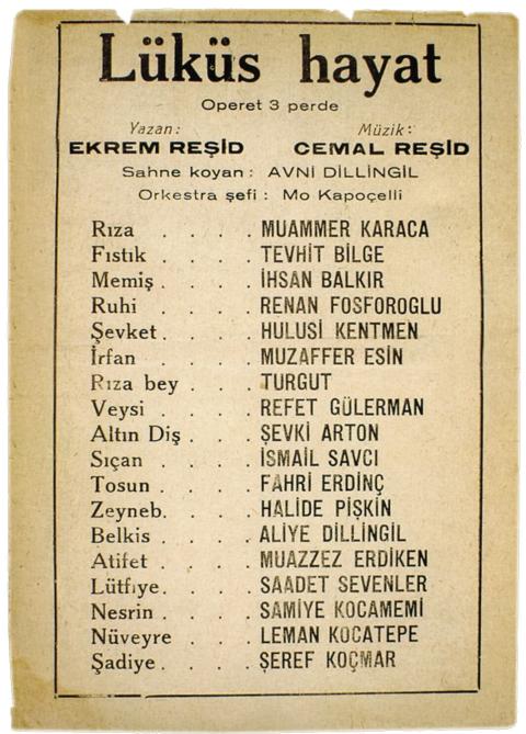 LÜKÜS HAYAT ROL DAĞILIMI, 1944