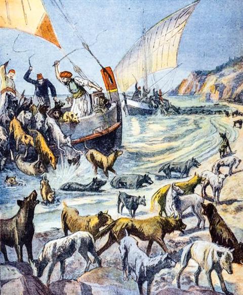 HAYIRSIZ ADA’YA GÖTÜRÜLEN VE ÖLÜME TERK EDİLEN KÖPEKLERİ TASVİR EDEN BİR ÇİZİM